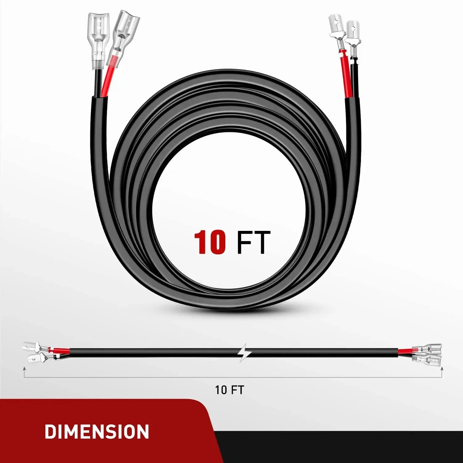 2PCS 14AWG 10FT Wire Extension Kit LED Light Bar/Led Pods/LED Work Light