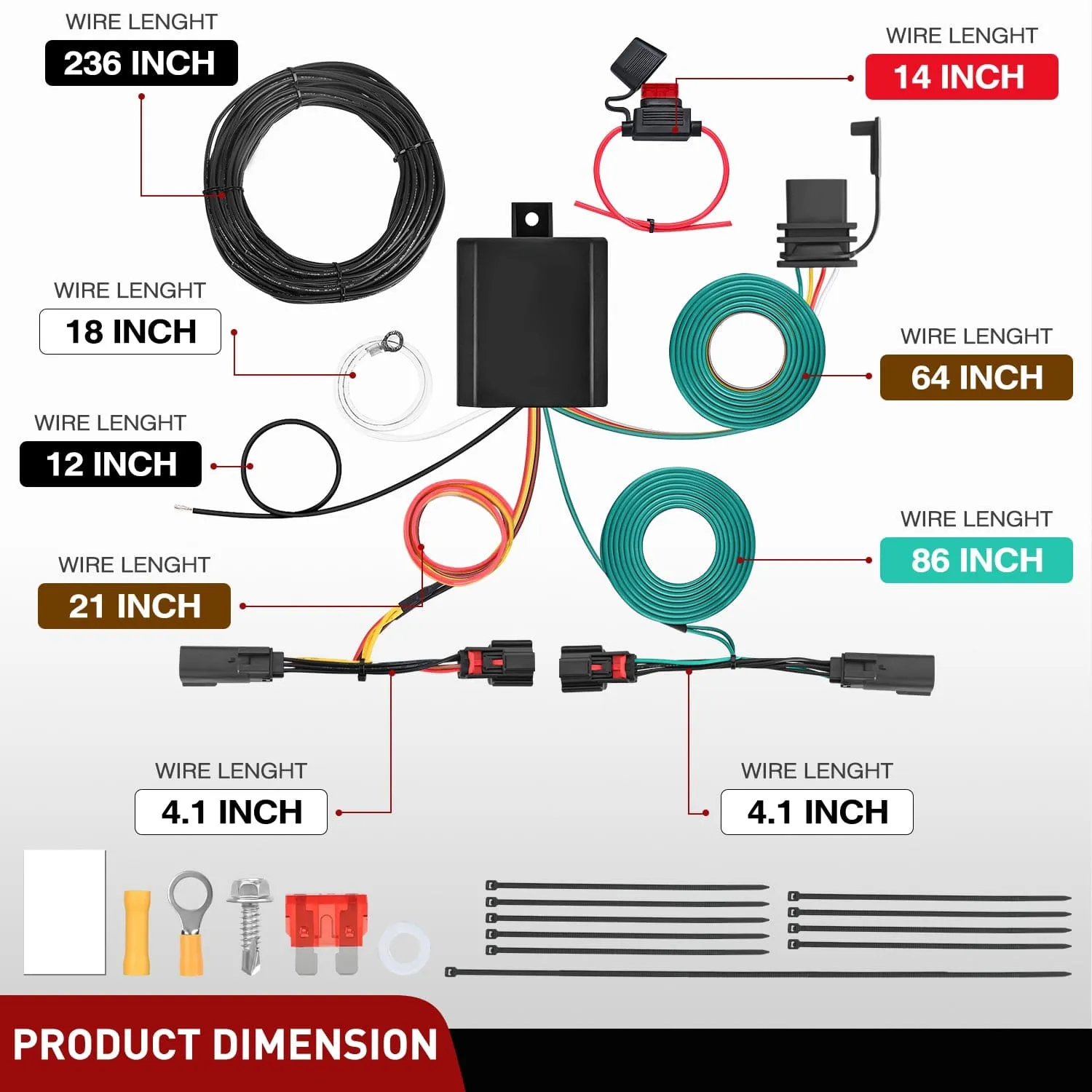 4 Pin Trailer Wiring Harness Kit 56120 Vehicle Connect Plug OEM Compatible Custom for 2011-2014 Ford Edge Limited SE SEL Sport Simple Fit Tow Hitch Harness