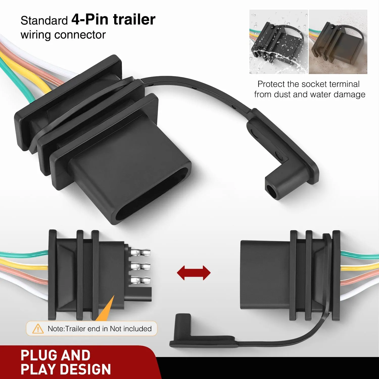 4 Pin Trailer Wiring Harness Kit 56120 Vehicle Connect Plug OEM Compatible Custom for 2011-2014 Ford Edge Limited SE SEL Sport Simple Fit Tow Hitch Harness