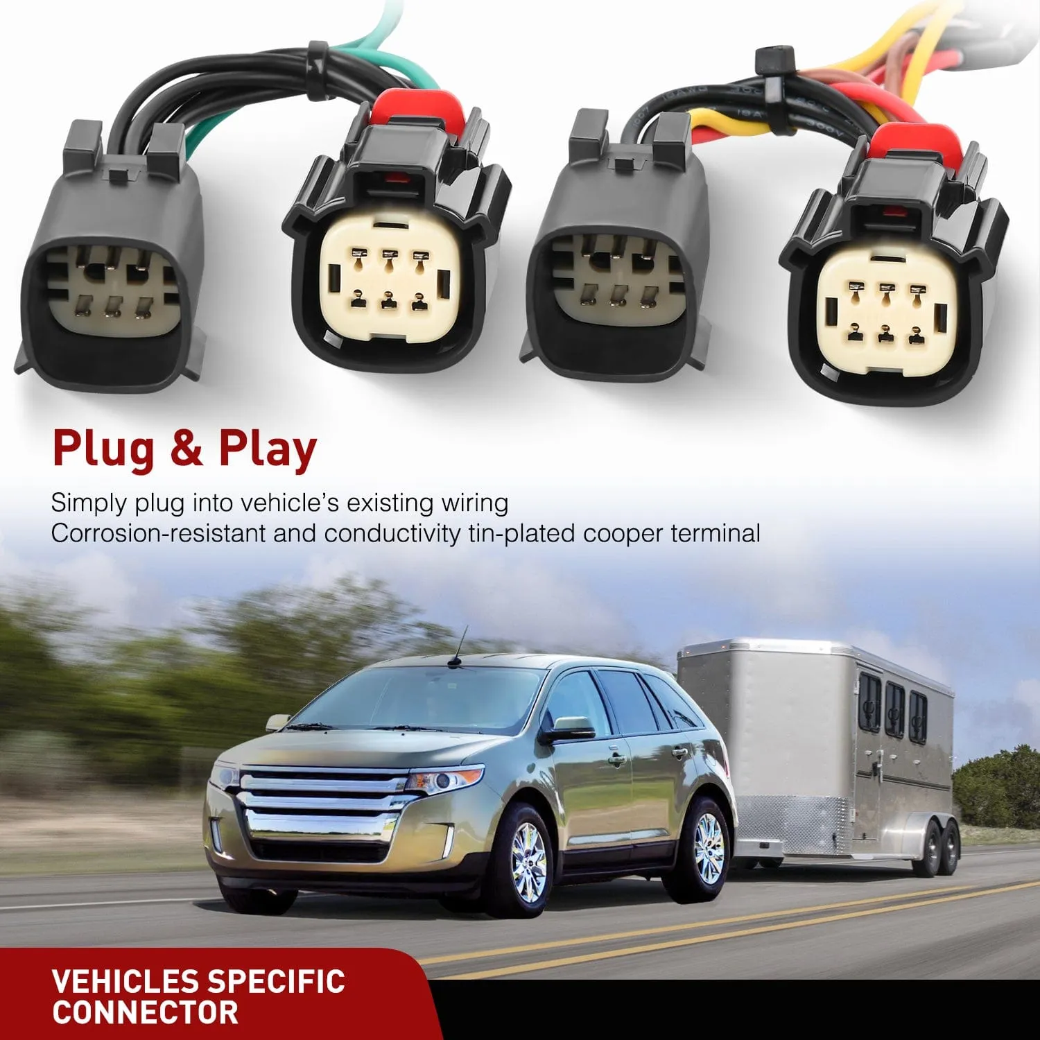 4 Pin Trailer Wiring Harness Kit 56120 Vehicle Connect Plug OEM Compatible Custom for 2011-2014 Ford Edge Limited SE SEL Sport Simple Fit Tow Hitch Harness