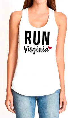 5407 - "Run Virginia" Racerback Tank/White- FINAL SALE
