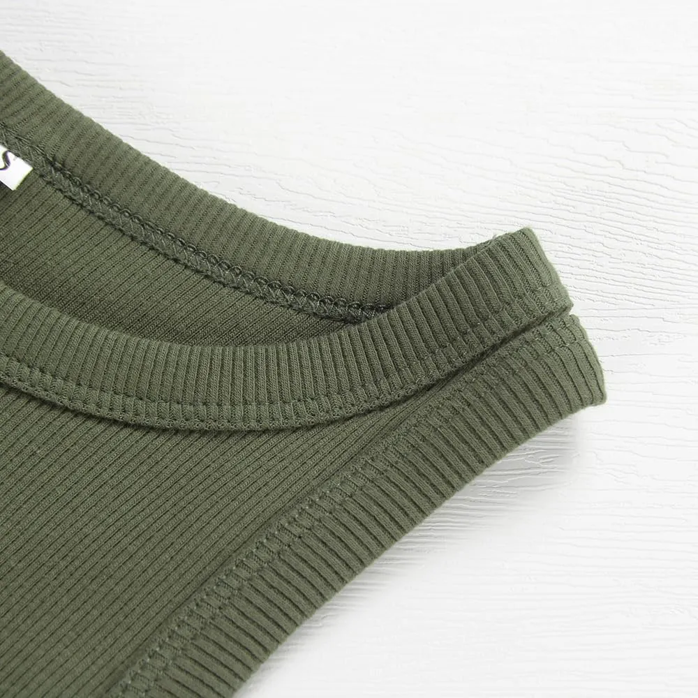 Artfish Women Casual Basic Sleeveless High Neck Rib-Knit Y2k Crop Tank Top