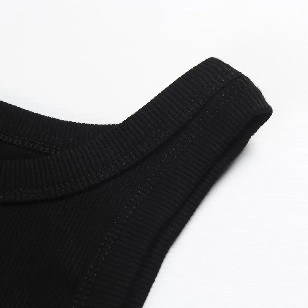 Artfish Women's Sleeveless Full Length Ribbed Fitted Racerback Workout Crew High Neck Basic Tank Top