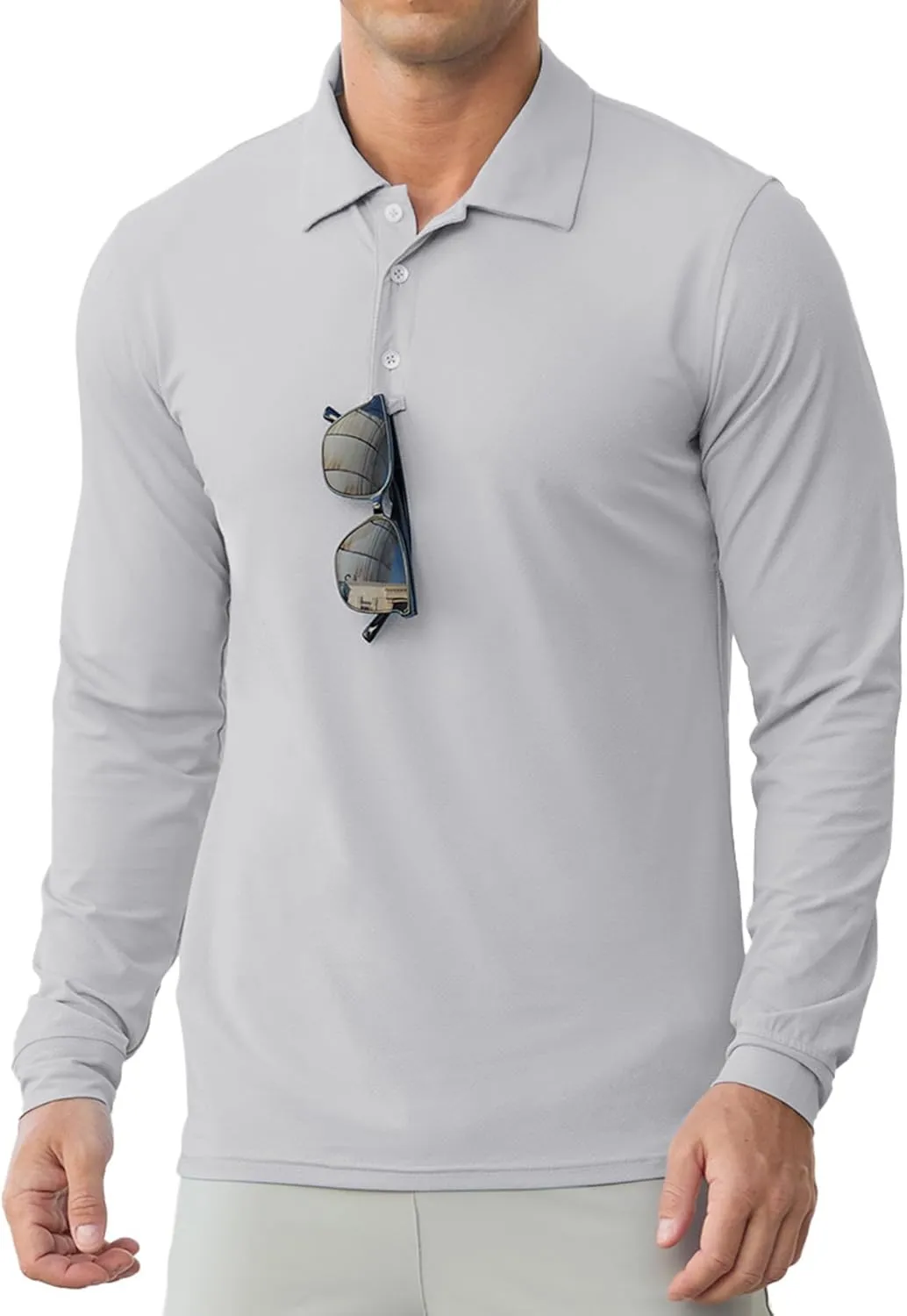 Askdeer Long Sleeve Men's Polo Shirts Casual Summer UPF 50  Performance Collar Golf Shirts Lightweight Quick Dry Tops