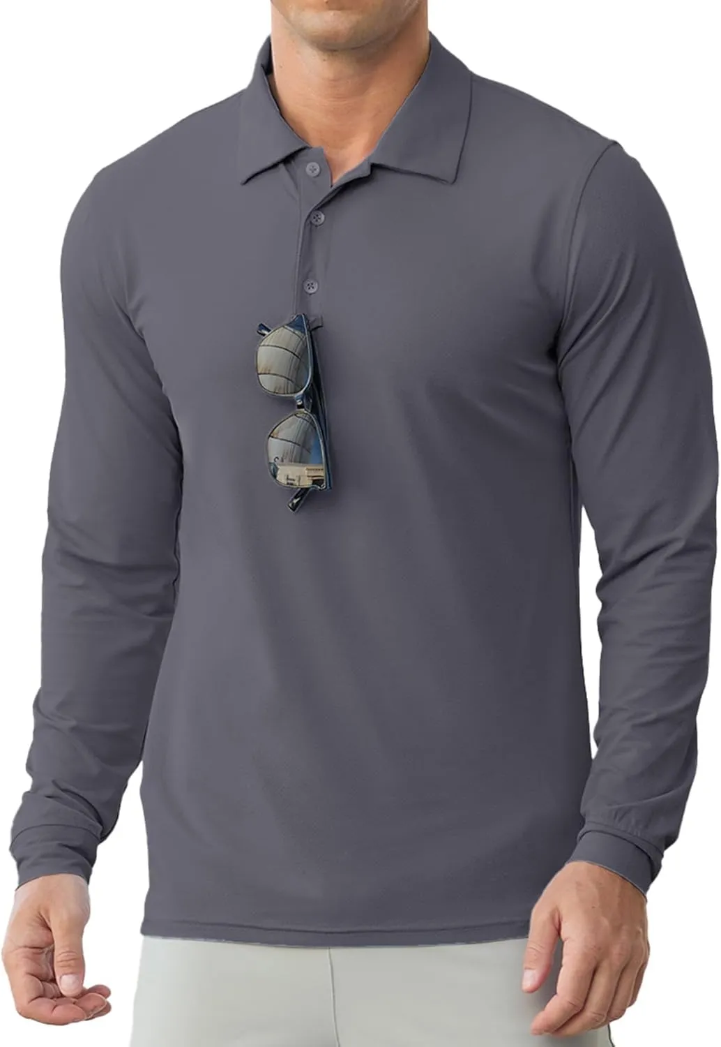 Askdeer Men's Golf Polo Shirts Long Sleeve UPF 50  Performance Collar Shirts Lightweight Summer Casual Quick Dry Tee