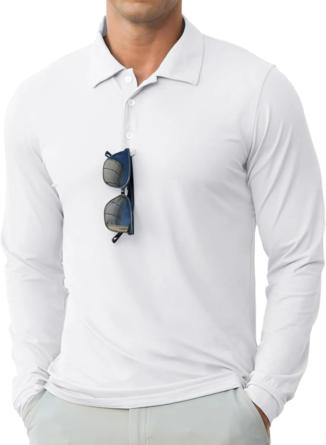 Askdeer Men's Golf Polo Shirts Long Sleeve UPF 50  Performance Collar Shirts Lightweight Summer Casual Quick Dry Tee