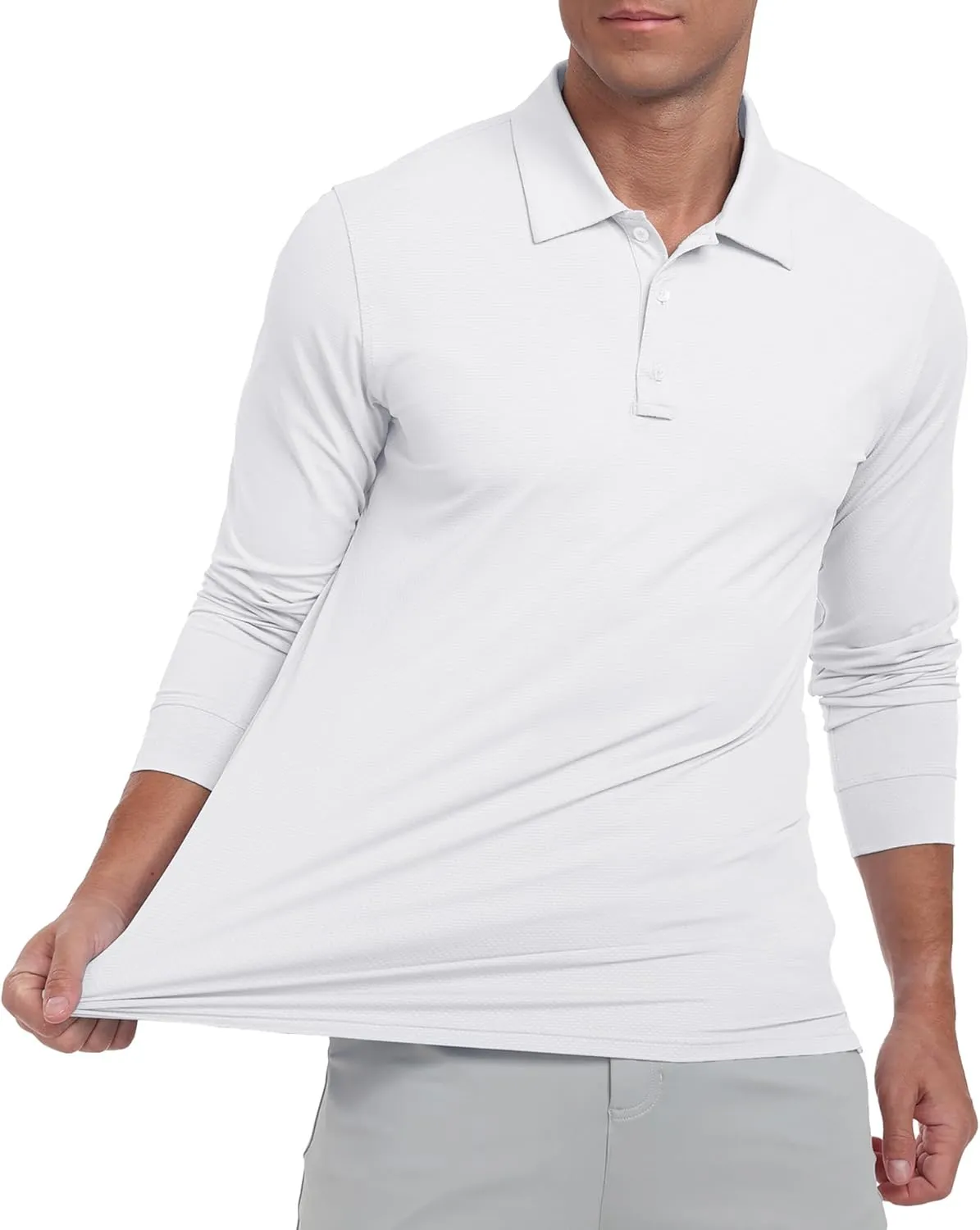 Askdeer Men's Golf Polo Shirts Long Sleeve UPF 50  Performance Collar Shirts Lightweight Summer Casual Quick Dry Tee