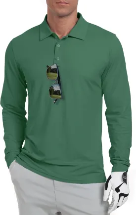 Askdeer Men's Golf Polo Shirts Long Sleeve UPF 50  Performance Collar Shirts Lightweight Summer Casual Quick Dry Tee