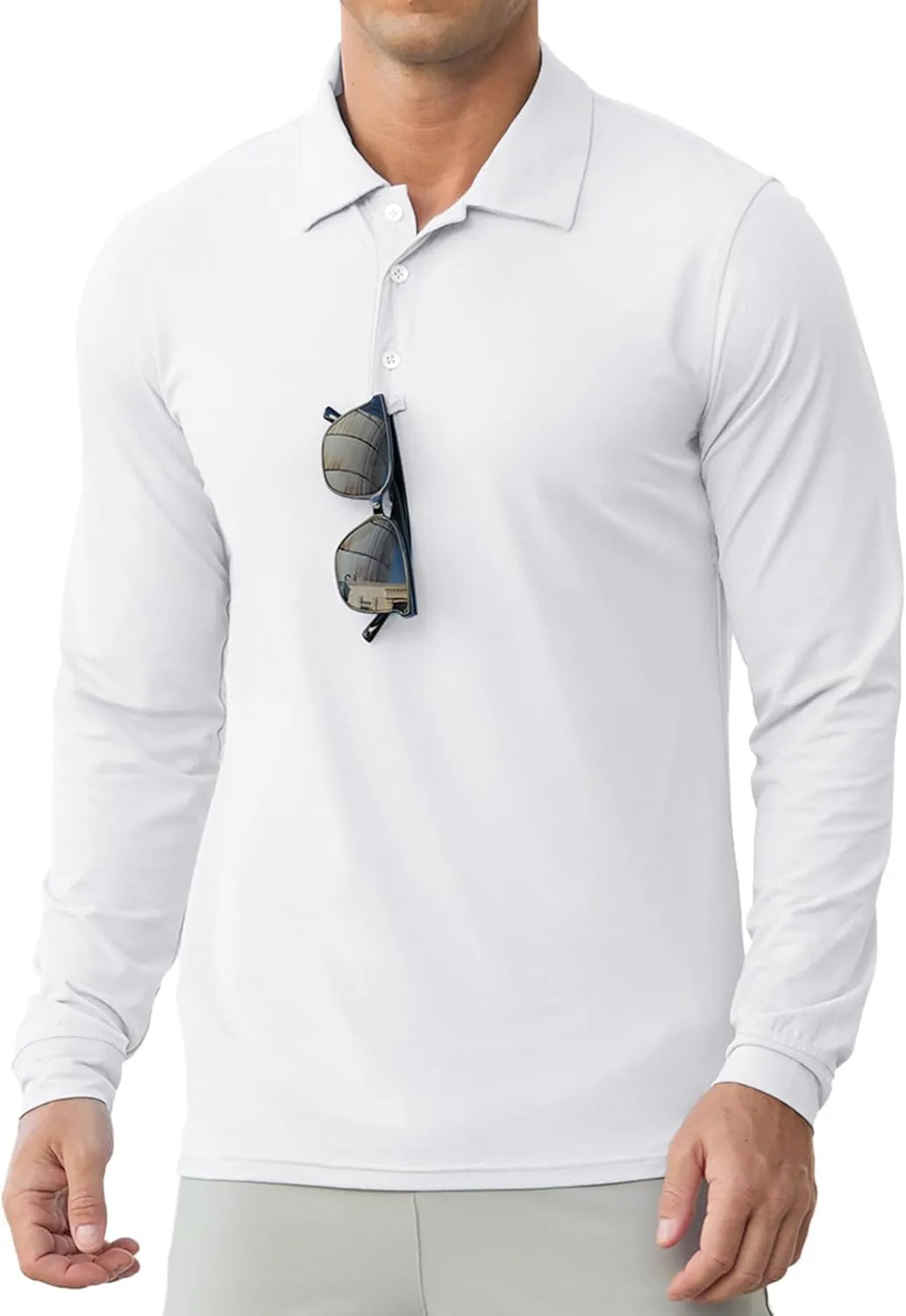 Askdeer Men's Golf Polo Shirts Long Sleeve UPF 50  Performance Collar Shirts Lightweight Summer Casual Quick Dry Tee