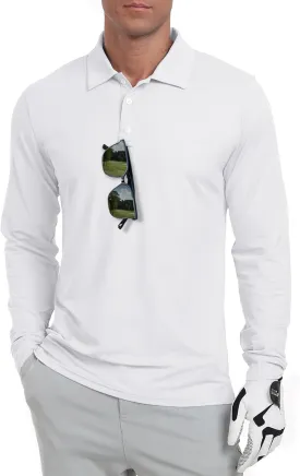Askdeer Men's Golf Polo Shirts Long Sleeve UPF 50  Performance Collar Shirts Lightweight Summer Casual Quick Dry Tee