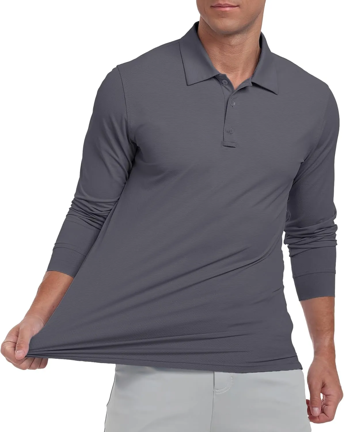 Askdeer Men's Golf Polo Shirts Long Sleeve UPF 50  Performance Collar Shirts Lightweight Summer Casual Quick Dry Tee