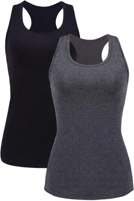 beautyin Women Tank Top with Shelf Bra Racerback Workout Yoga Tops Undershirt