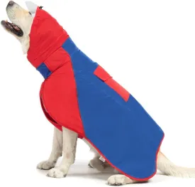 BINGPET Dog Raincoat - Adjustable, Waterproof & Snowproof Rain Jacket for Medium & Large Dogs (Red-Blue, XL)