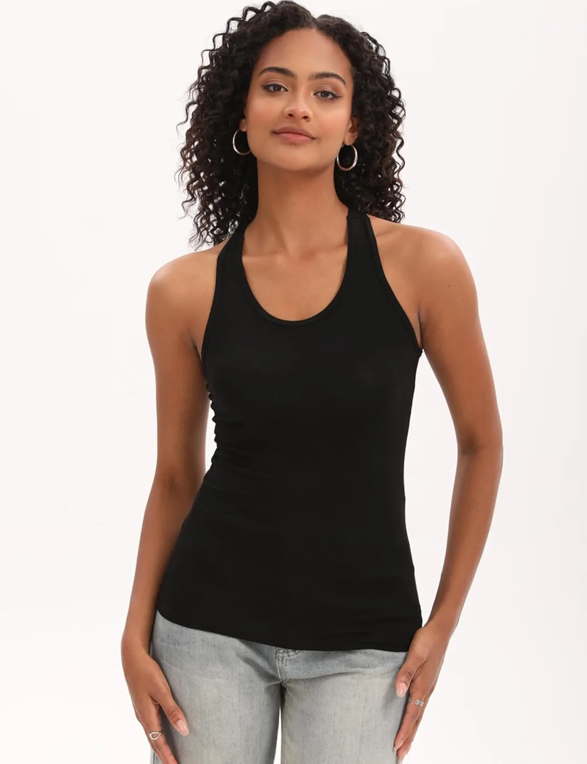 BQTQ 5 Pack Racerback Tank Tops for Women Sleeveless Workout Tank Top Ladies Undershirts Slim Fit Tanks Tops