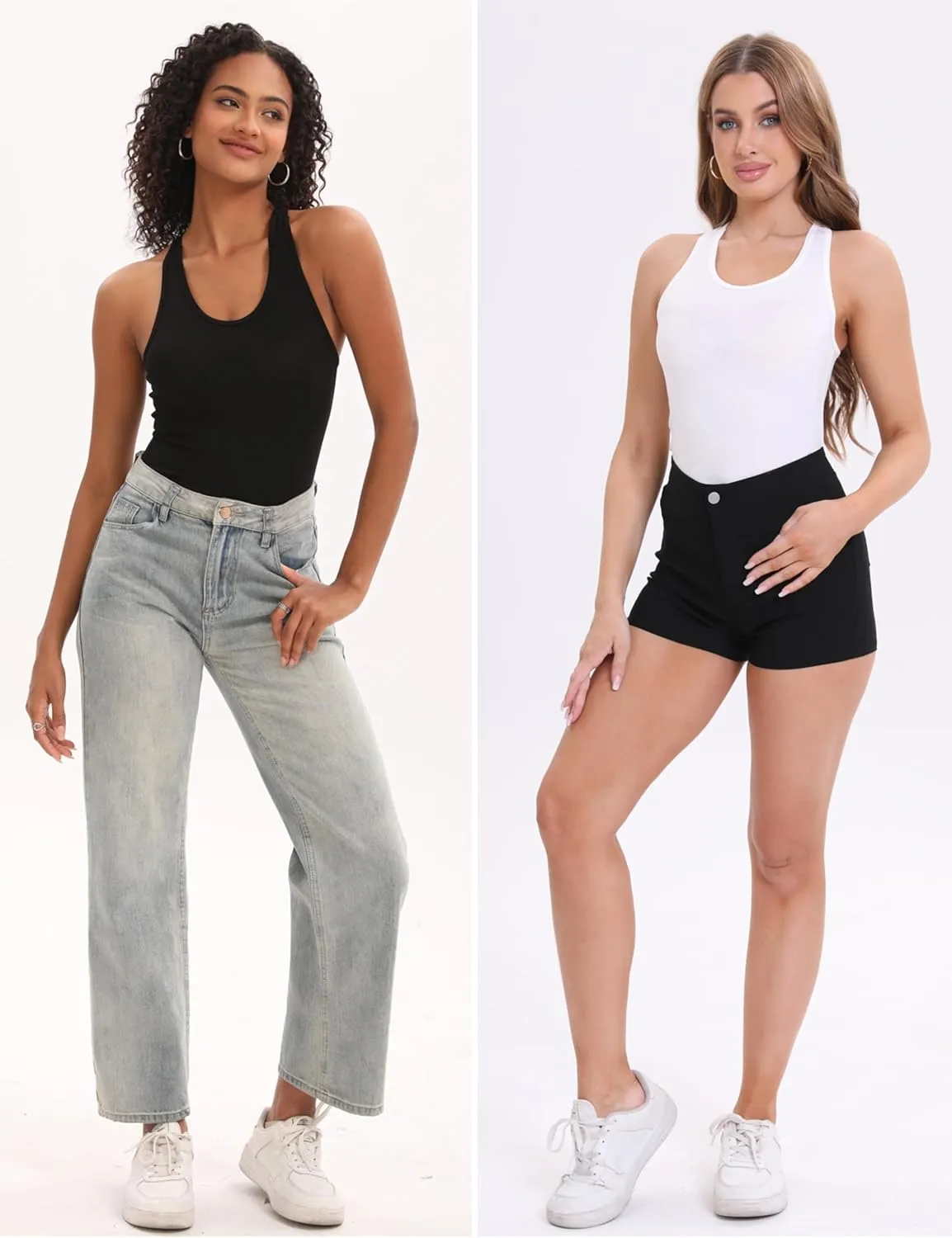BQTQ 5 Pack Racerback Tank Tops for Women Sleeveless Workout Tank Top Ladies Undershirts Slim Fit Tanks Tops