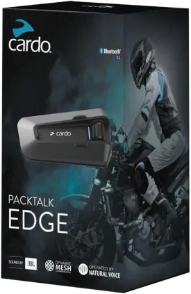 Cardo PACKTALK Edge Motorcycle Bluetooth Communication System Headset Intercom - Dual Pack, Black
