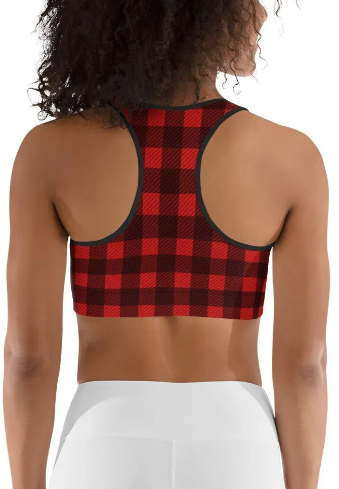 Christmas Buffalo Print Sports Bra