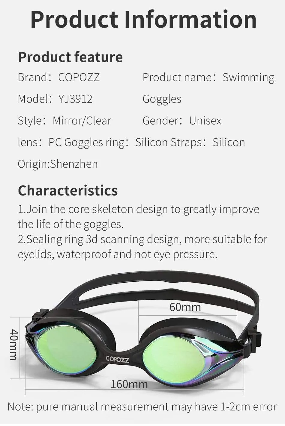 COPOZZ Anti Fog Goggles