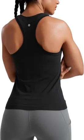 CRZ YOGA Womens Seamless Racerback Tank Scoop Neck Breathable Running Workout Tops Athletic Gym Sleeveless Shirts