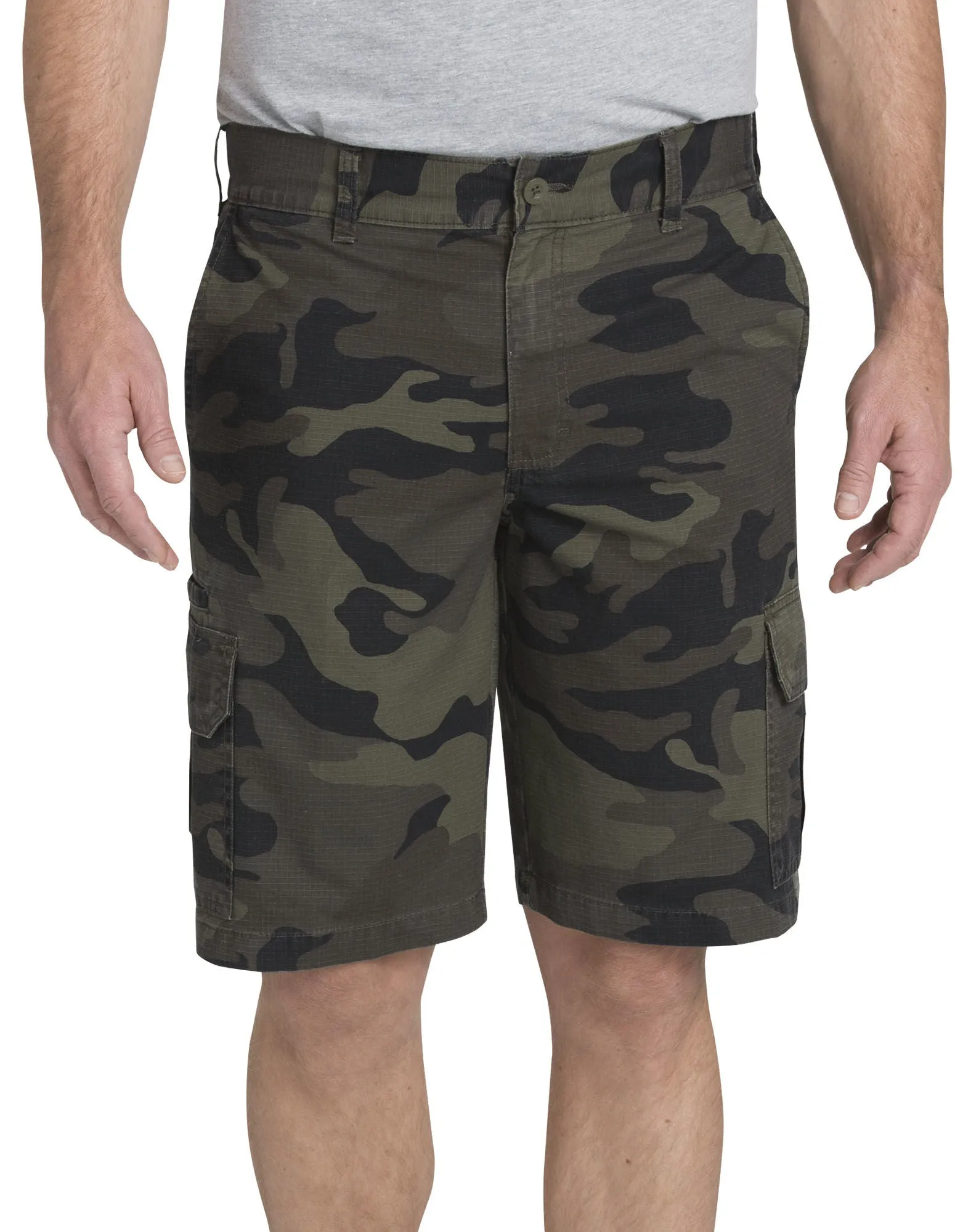 Dickies 11" Relaxed Fit Lightweight Ripstop Cargo Shorts, Moss Green/Black Camo WR351