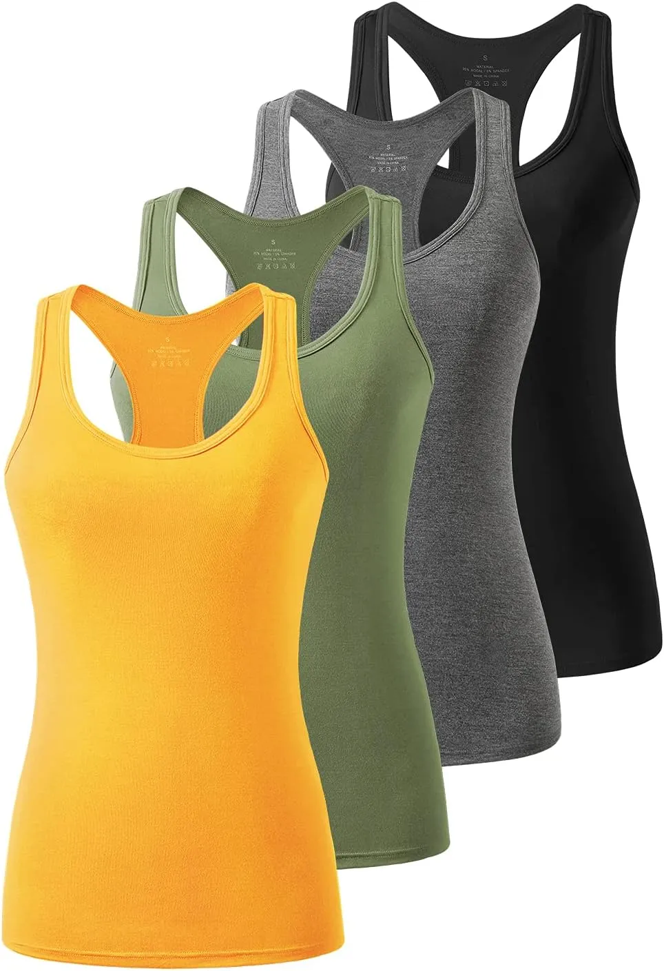 Femdouce Racerback Workout Tank top for Women Activewear Running top Yoga 4 Pack