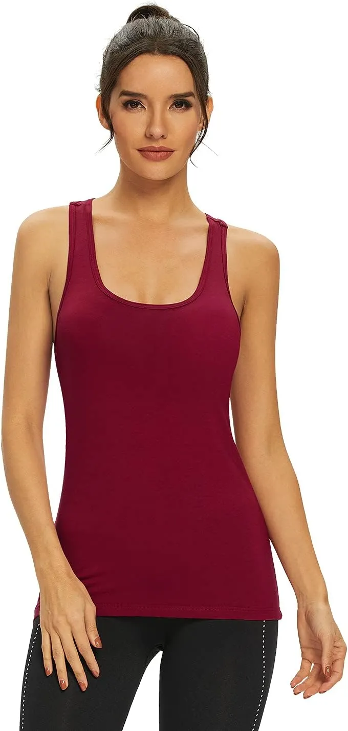 Femdouce Racerback Workout Tank top for Women Activewear Running top Yoga 4 Pack