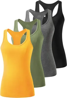 Femdouce Racerback Workout Tank top for Women Activewear Running top Yoga 4 Pack