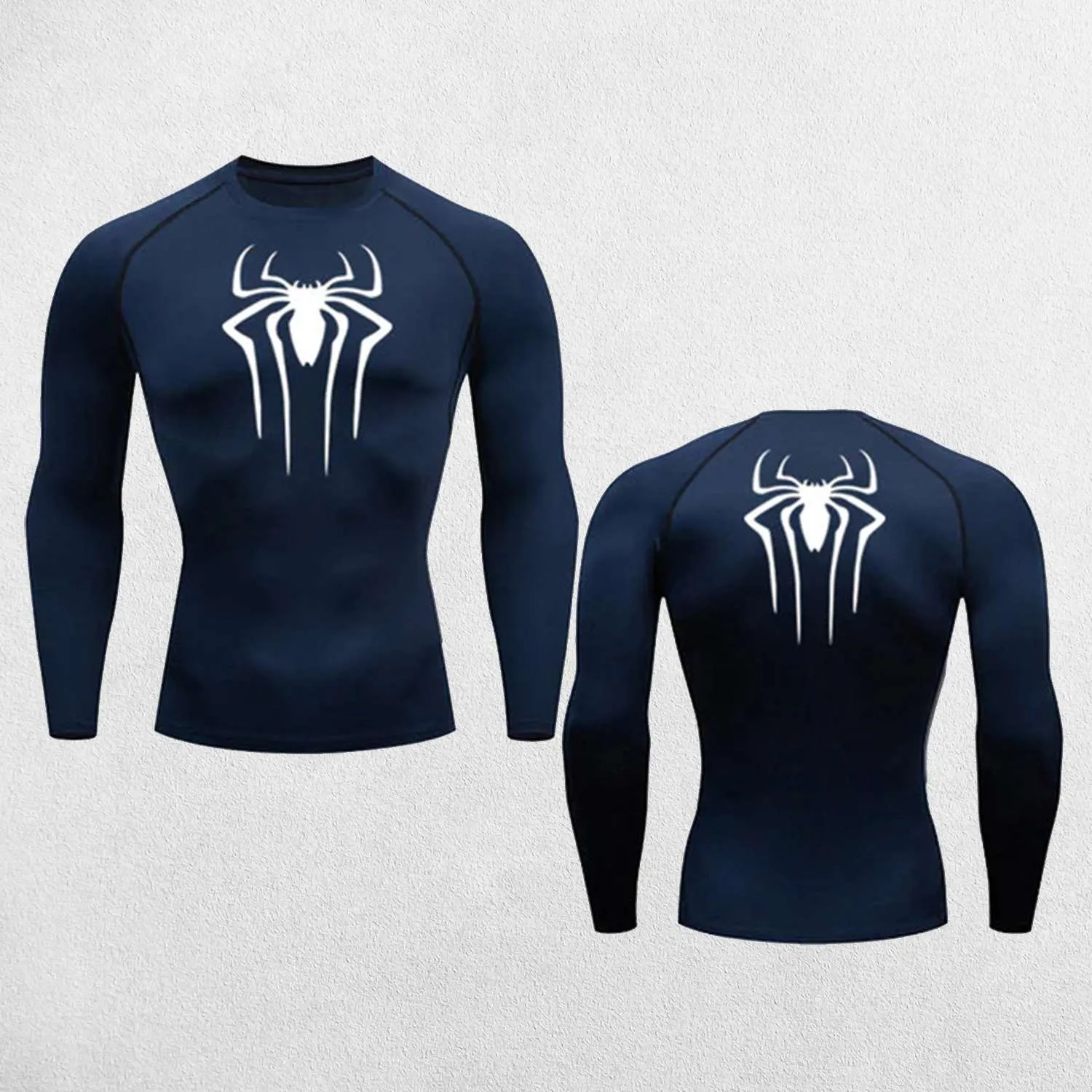 GPW Men's Spider Print Compression Tee - Athletic Quick Dry Workout Shirt