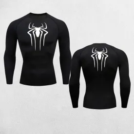 GPW Men's Spider Print Compression Tee - Athletic Quick Dry Workout Shirt