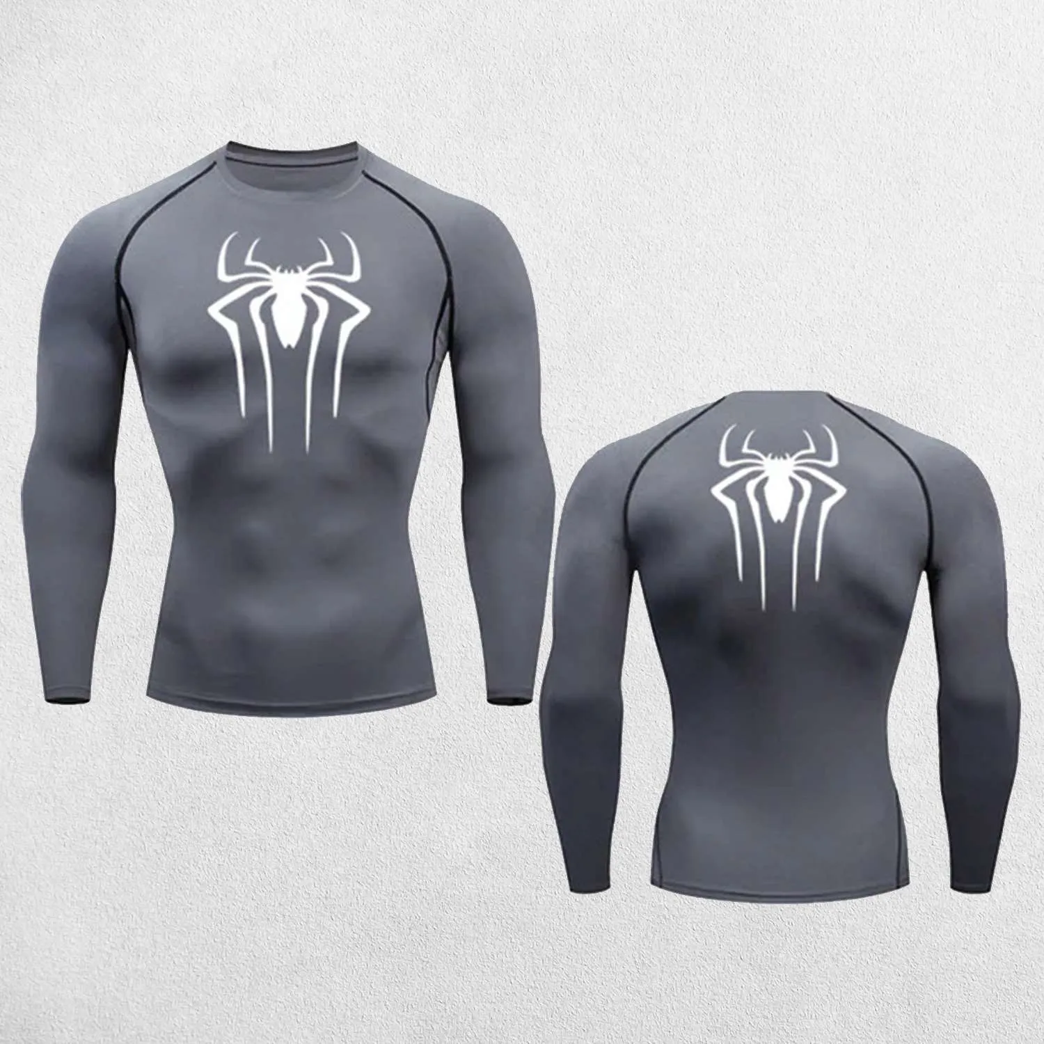 GPW Men's Spider Print Compression Tee - Athletic Quick Dry Workout Shirt