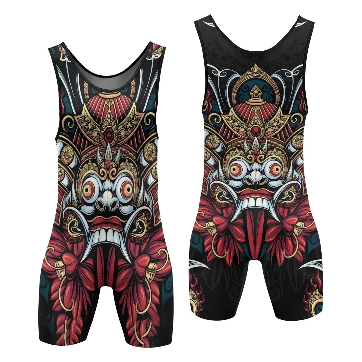 Japanese Weird Samurai Helmet Wrestling Singlets