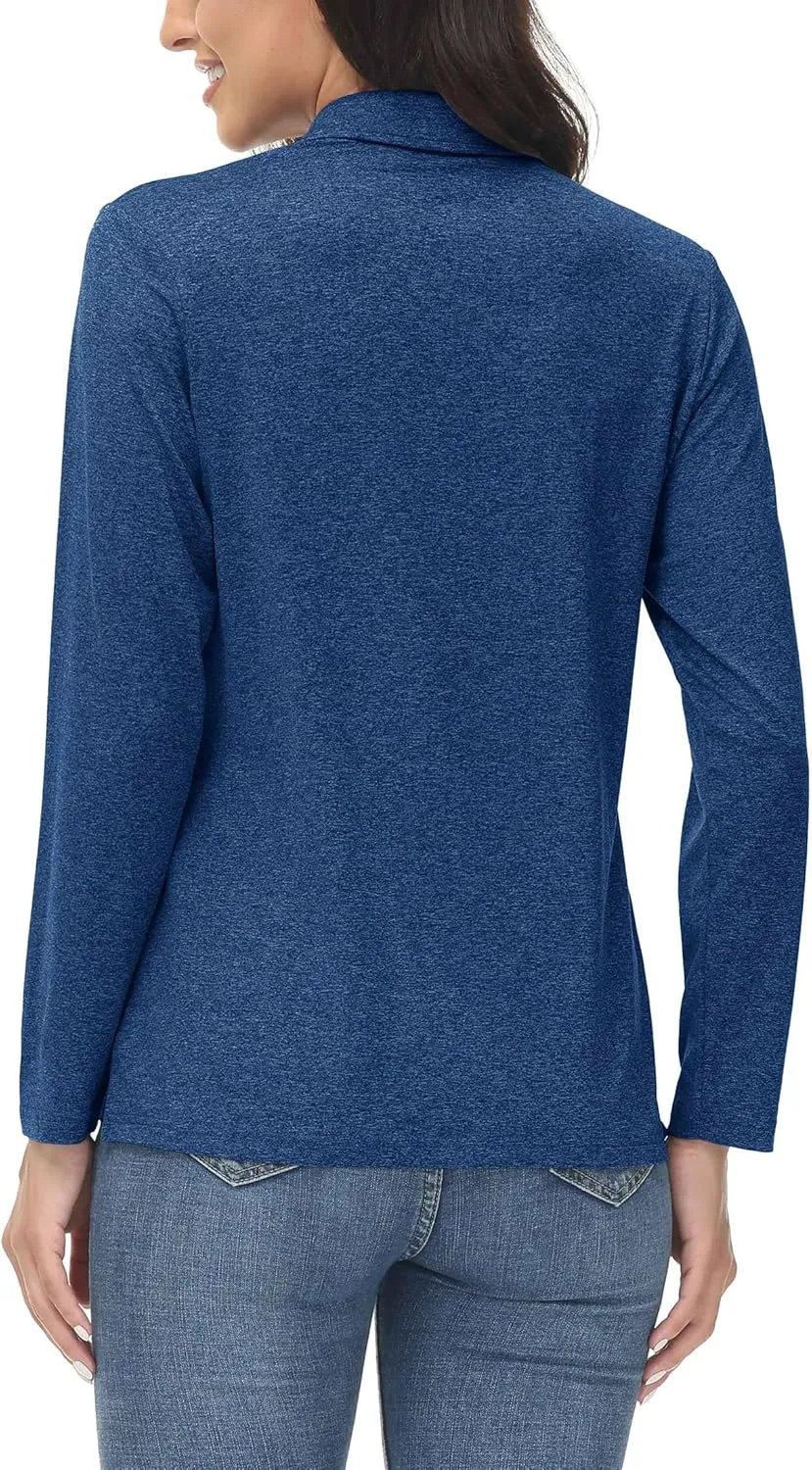 MAGCOMSEN Women's Golf Long Sleeve Polo Shirt UPF50  Sun Protection Workout Tops Quick Dry Tee