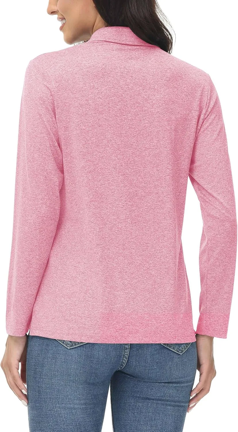 MAGCOMSEN Women's Golf Long Sleeve Polo Shirt UPF50  Sun Protection Workout Tops Quick Dry Tee