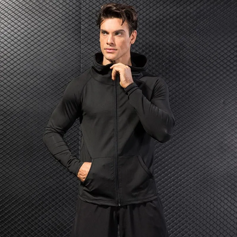 Moisture Wicking Hoodie Men's Autumn and Winter Exercise Coat Casual Hooded