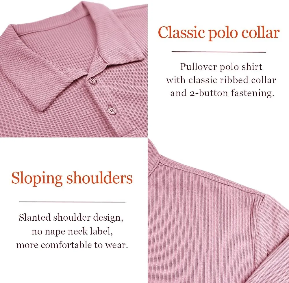Muscle Cmdr Men's Slim Fit Muscle Polo Shirts Long&Short Sleeve Stretch Quick Dry Tee Casual Golf Athletic T-Shirts