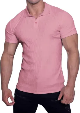 Muscle Cmdr Men's Slim Fit Muscle Polo Shirts Long&Short Sleeve Stretch Quick Dry Tee Casual Golf Athletic T-Shirts