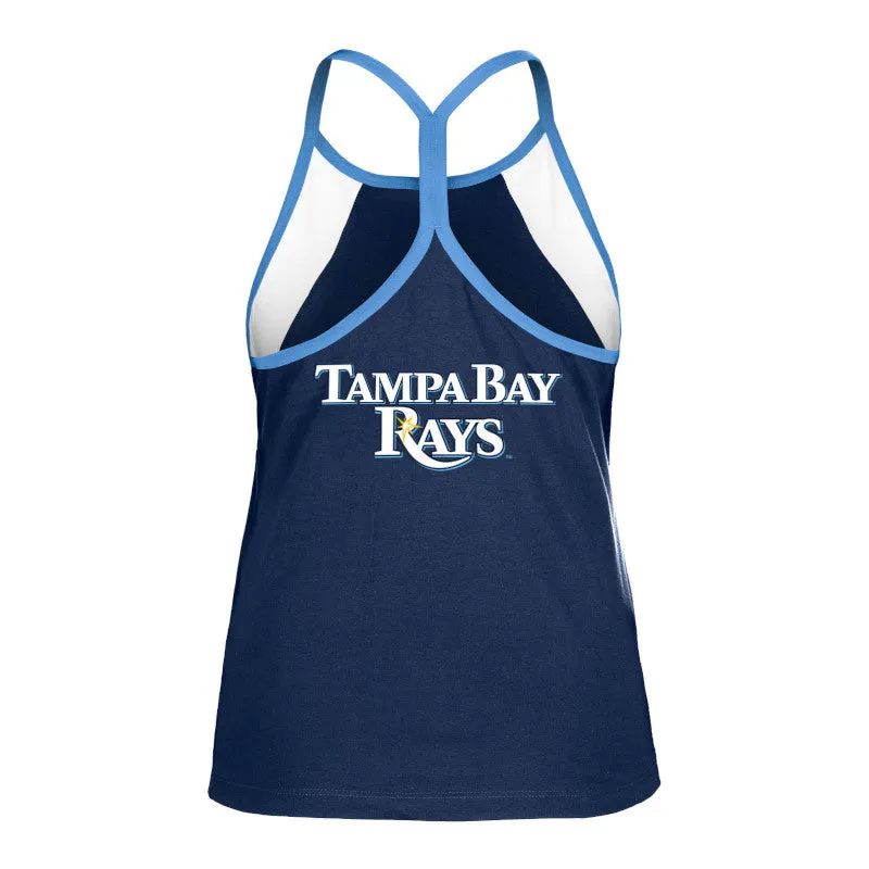 Rays Women's New Era Navy TB Thin Strap Racerback Tank Top