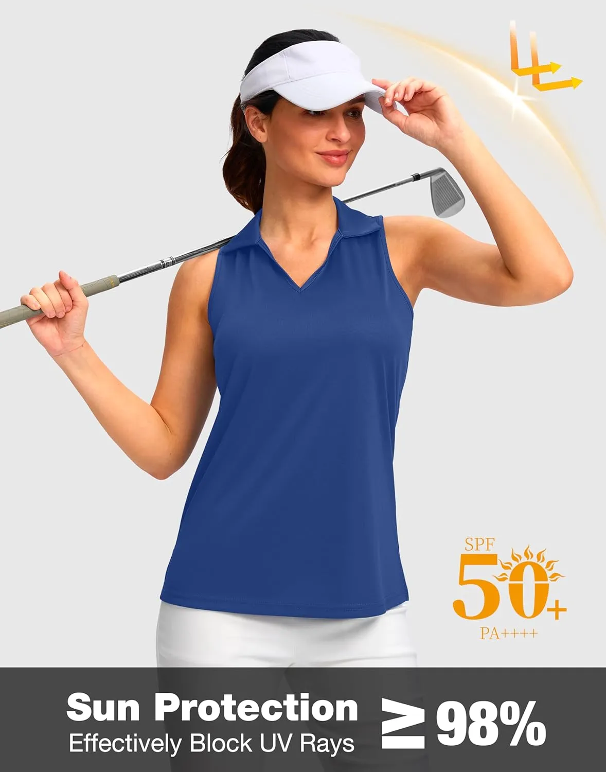 SANTINY Womens Sleeveless Golf Shirt Racerback V Neck Tank Tops Quick Dry Tennis Collared Polo Shirts for Women