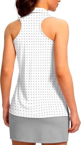SANTINY Womens Sleeveless Golf Shirt Racerback V Neck Tank Tops Quick Dry Tennis Collared Polo Shirts for Women