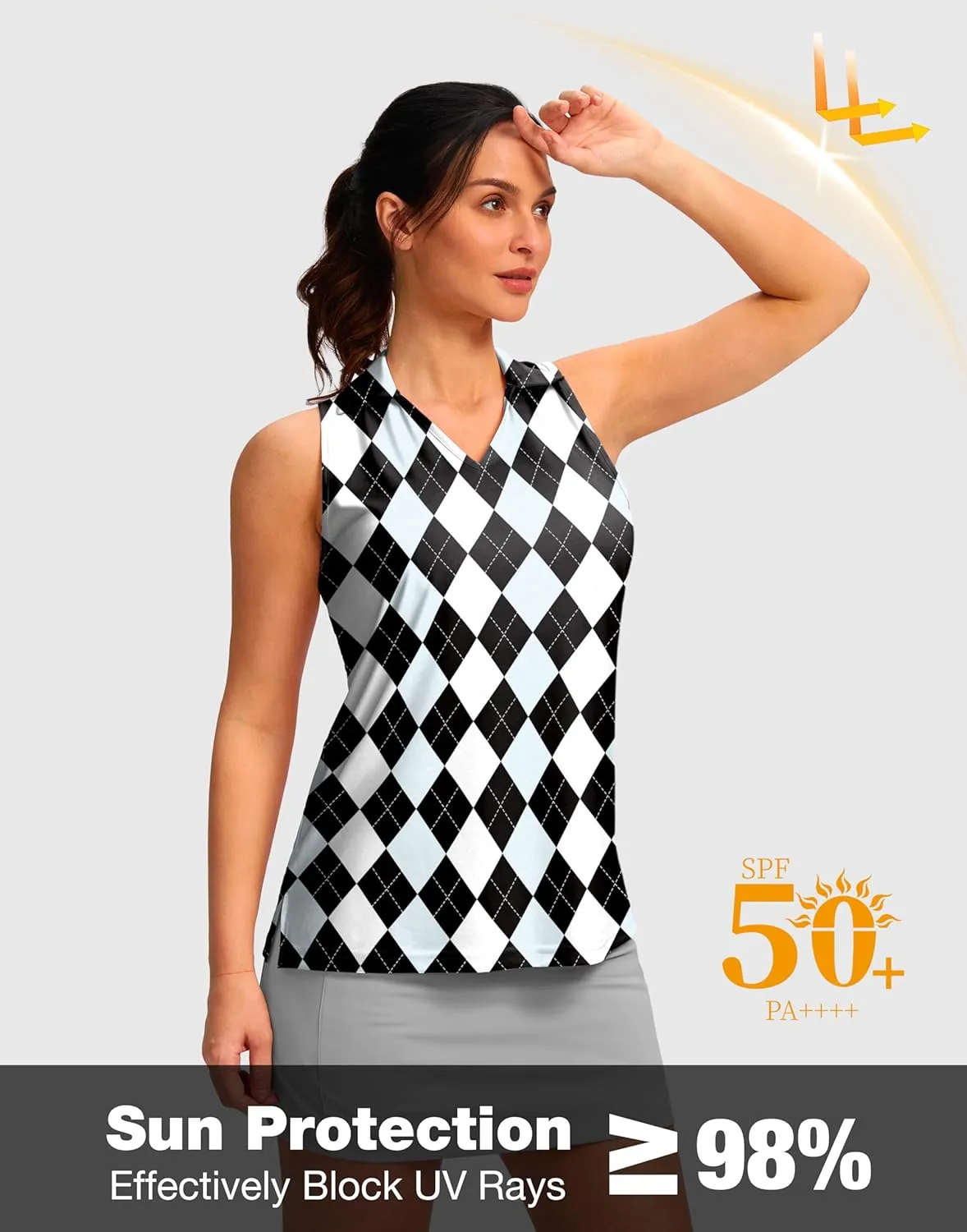 SANTINY Womens Sleeveless Golf Shirt Racerback V Neck Tank Tops Quick Dry Tennis Collared Polo Shirts for Women