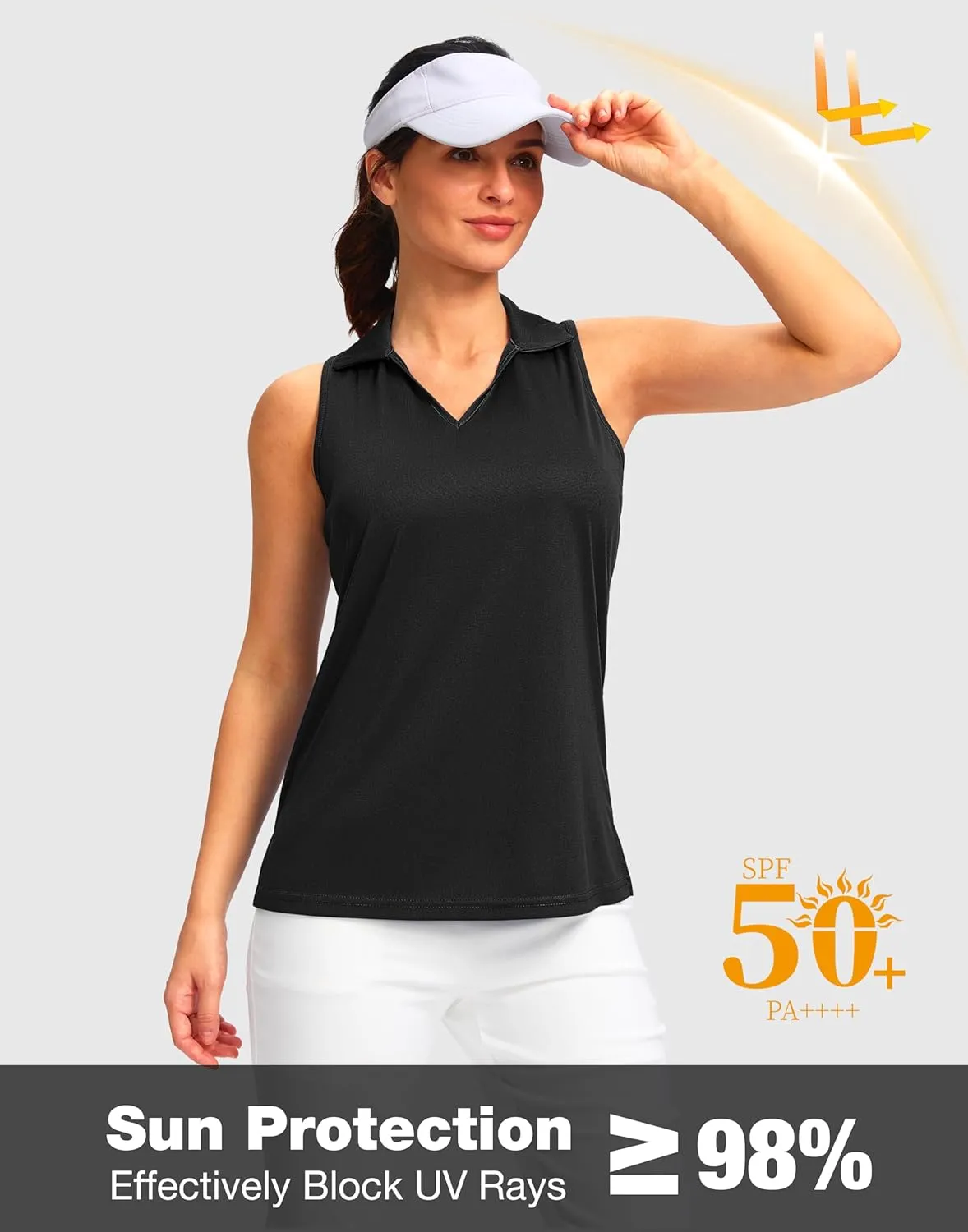SANTINY Womens Sleeveless Golf Shirt Racerback V Neck Tank Tops Quick Dry Tennis Collared Polo Shirts for Women