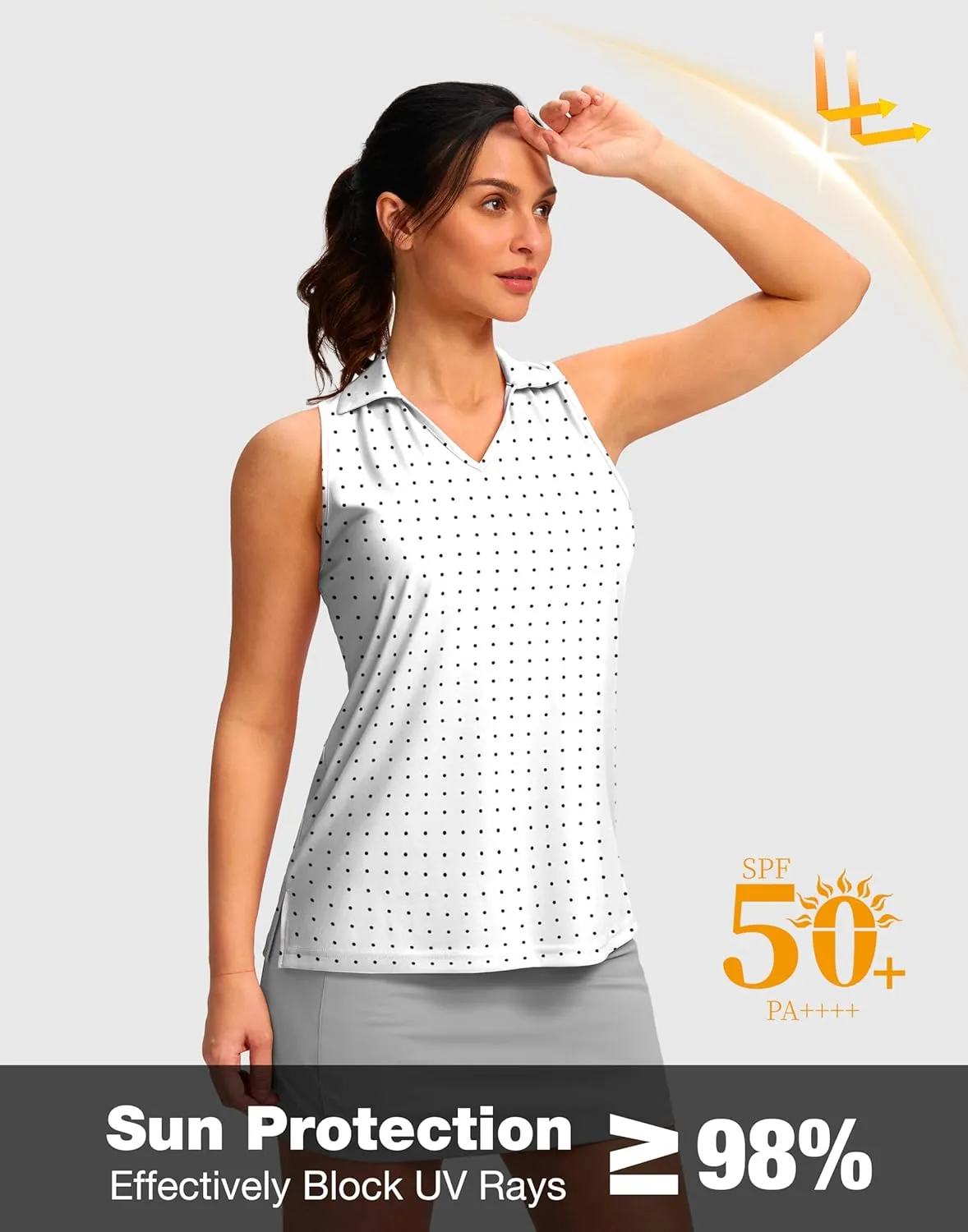 SANTINY Womens Sleeveless Golf Shirt Racerback V Neck Tank Tops Quick Dry Tennis Collared Polo Shirts for Women