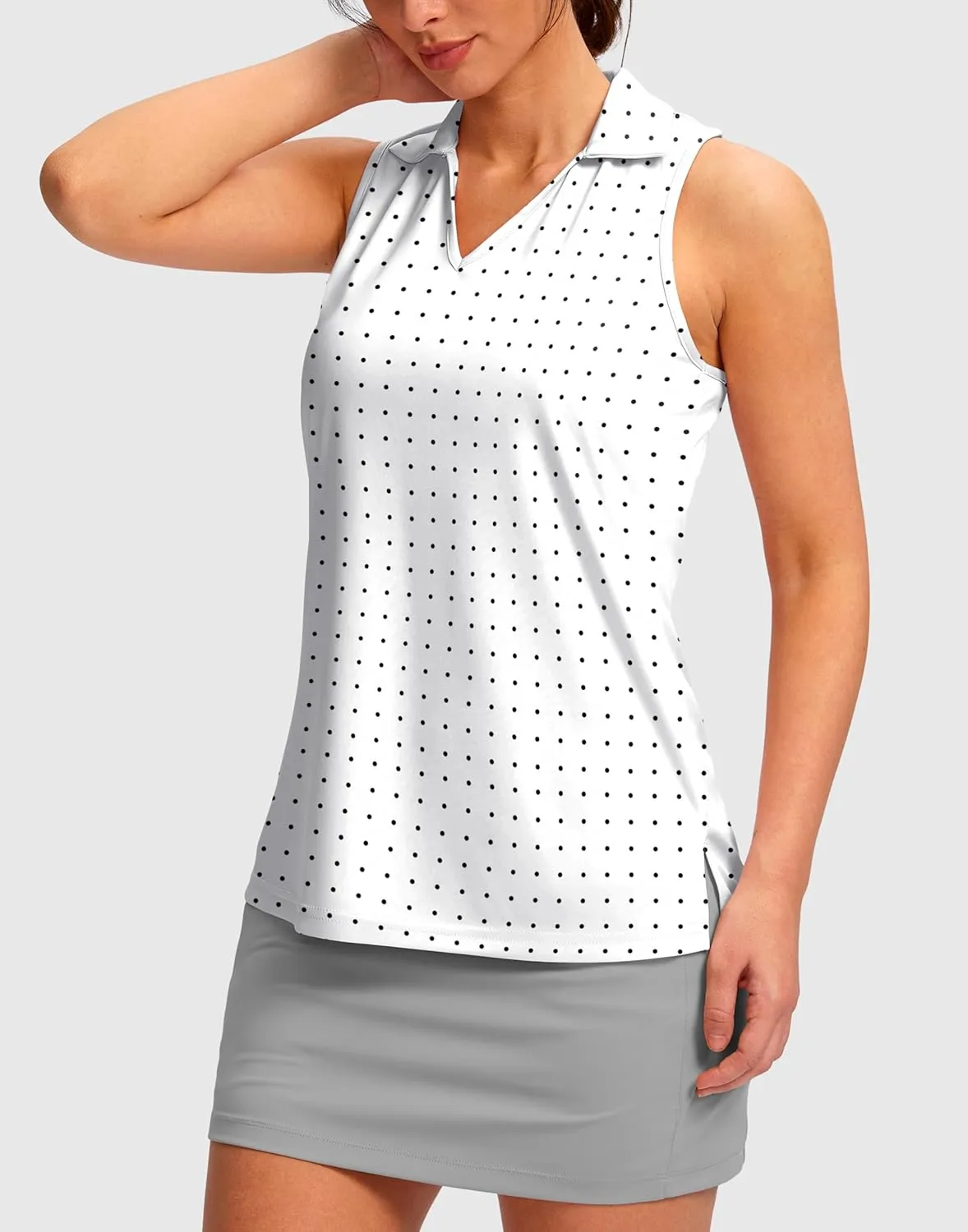 SANTINY Womens Sleeveless Golf Shirt Racerback V Neck Tank Tops Quick Dry Tennis Collared Polo Shirts for Women