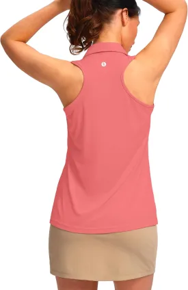 SANTINY Womens Sleeveless Golf Shirt Racerback V Neck Tank Tops Quick Dry Tennis Collared Polo Shirts for Women