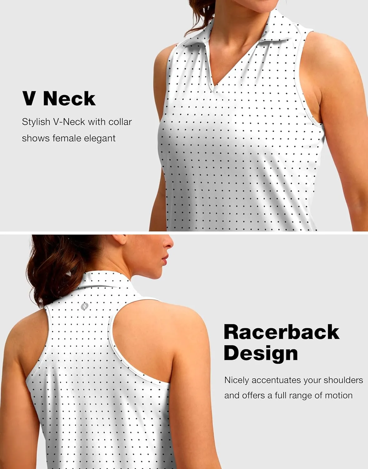 SANTINY Womens Sleeveless Golf Shirt Racerback V Neck Tank Tops Quick Dry Tennis Collared Polo Shirts for Women
