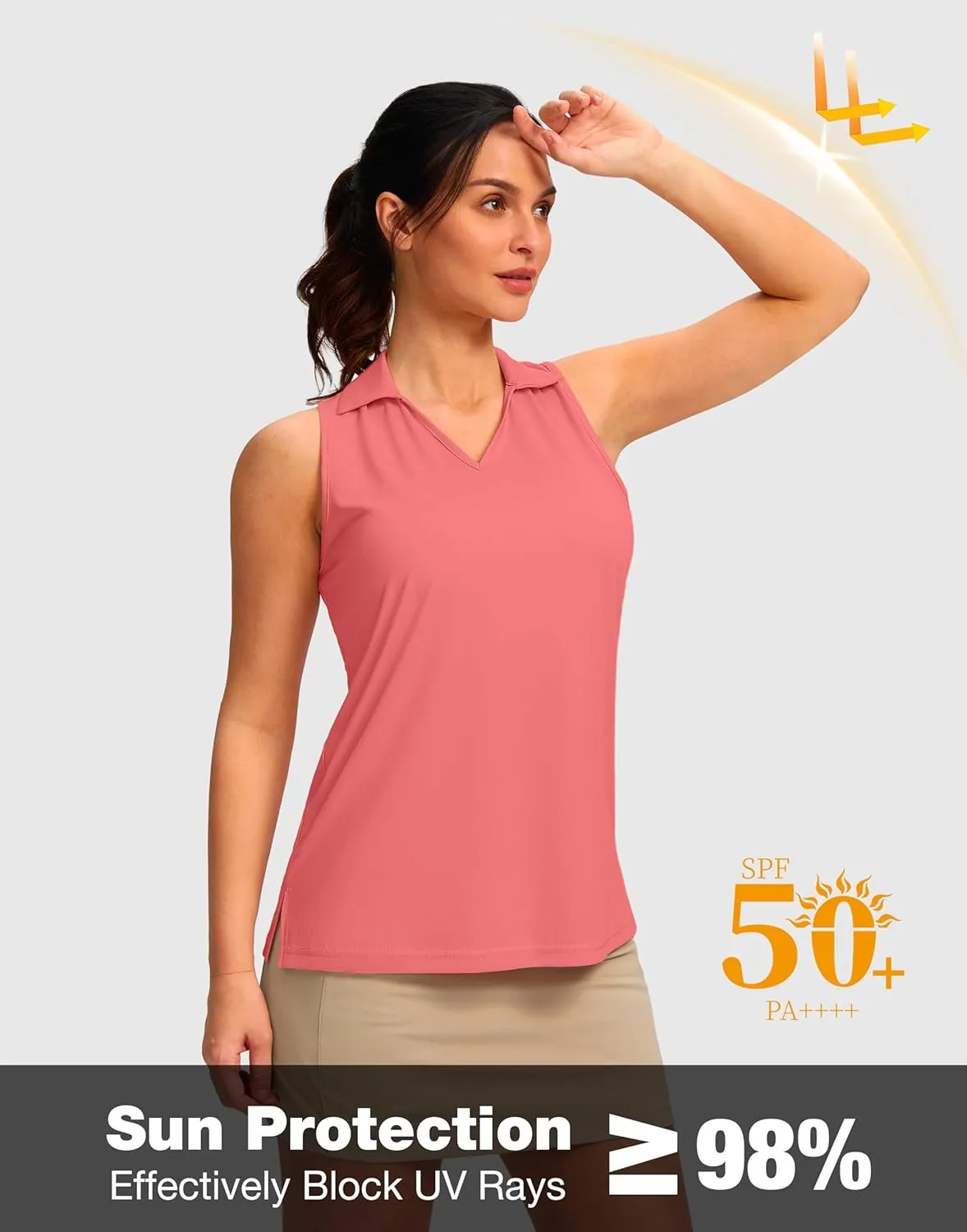 SANTINY Womens Sleeveless Golf Shirt Racerback V Neck Tank Tops Quick Dry Tennis Collared Polo Shirts for Women