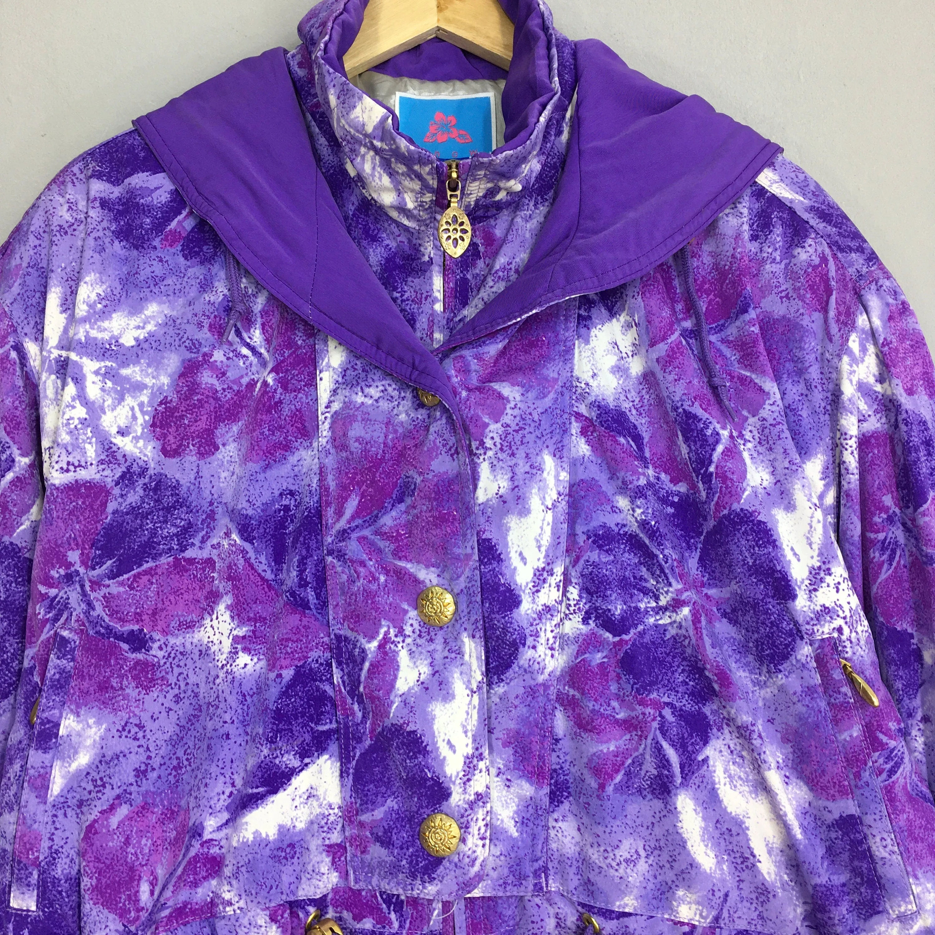 Snow Pop Art Flower Ski Wear Hoodie Jacket Large