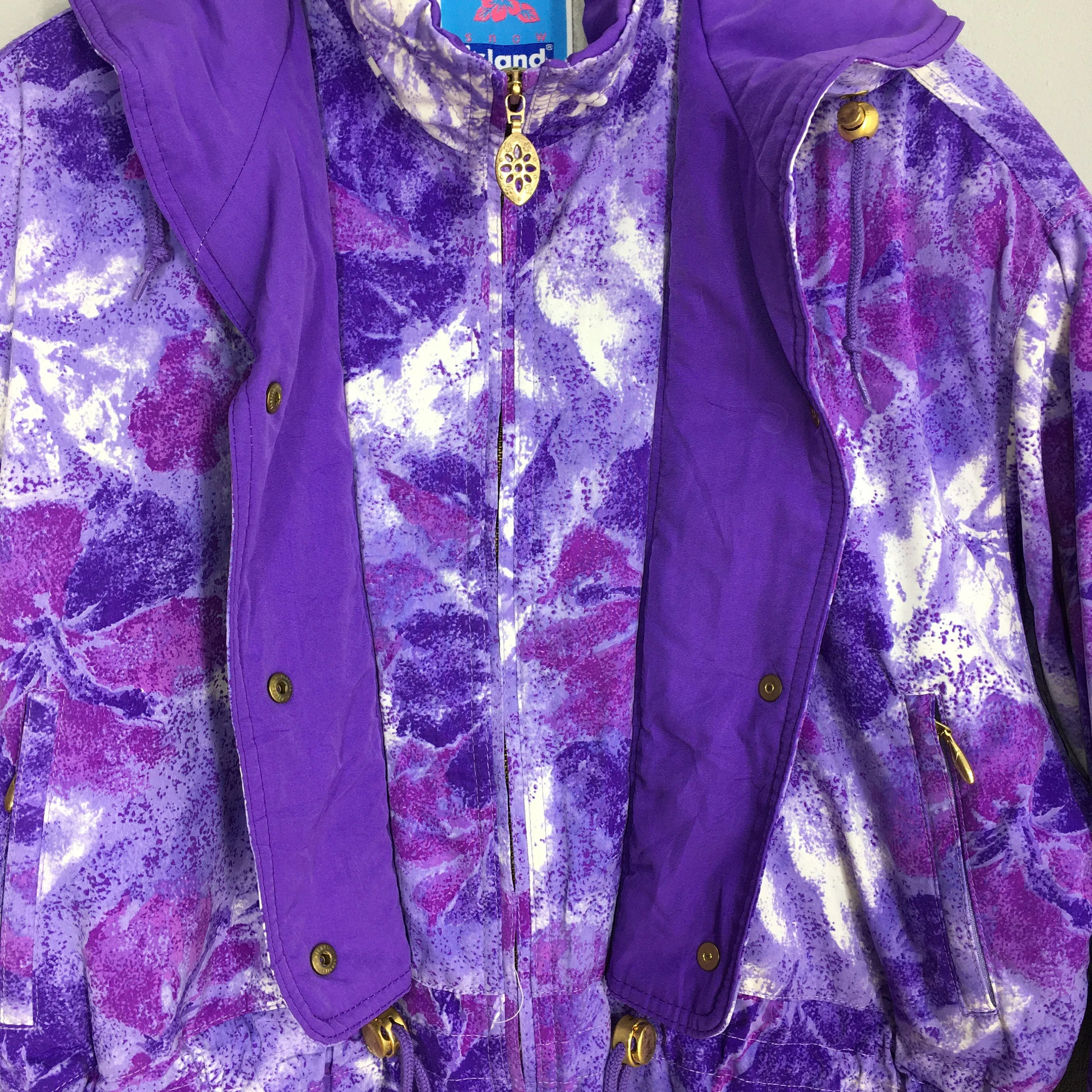 Snow Pop Art Flower Ski Wear Hoodie Jacket Large