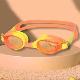 Tie Dye Yellow Blend with Orange Anti Fog UV Protection Leakproof Design Swim Goggles for Kids, 1yr - 4yrs
