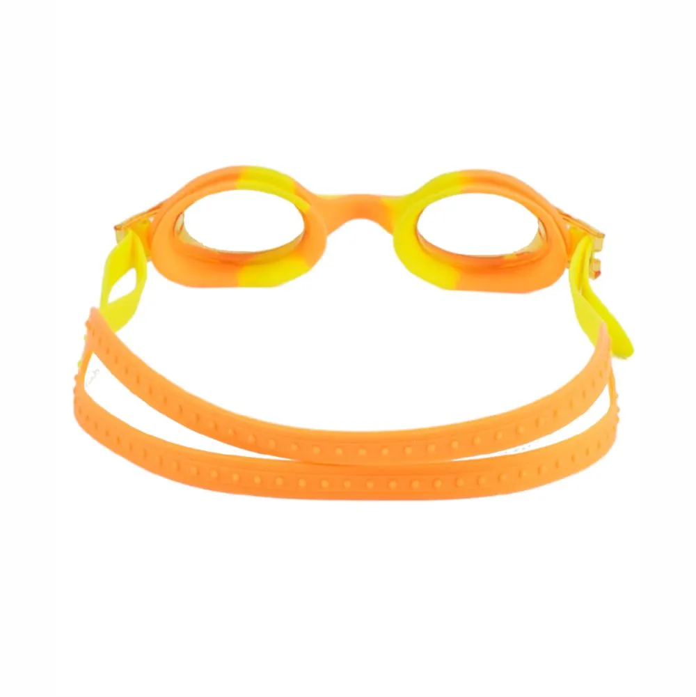 Tie Dye Yellow Blend with Orange Anti Fog UV Protection Leakproof Design Swim Goggles for Kids, 1yr - 4yrs
